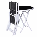3-piece White Folding Metal Bistro Table And Chairs Set For Sale